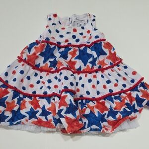 Polkatots Dress Stars Red White Blue Polka Dot Tank Baby Girl Size 3-6M